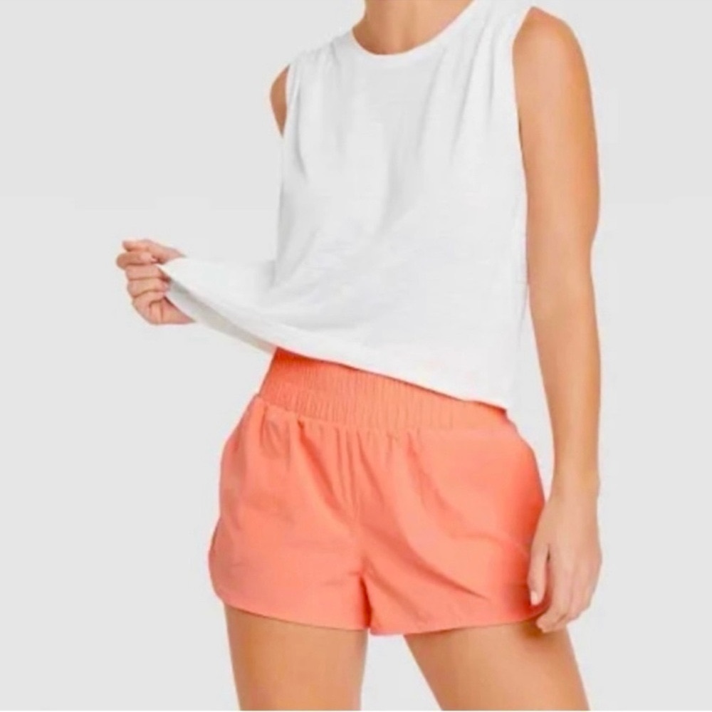 JoyLab Peach/Coral Mini Thick Elastic Quick Dry Athletic Running Shorts (L)